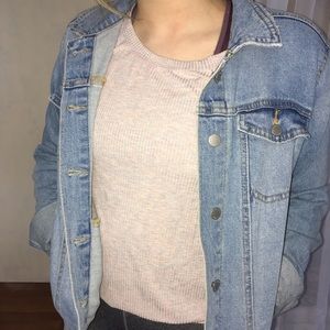 Light pink, no shoulder shirt